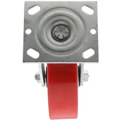 Swivel Top Plate Caster: Polyurethane, 6" Wheel Dia, 2" Wheel Width, 1,200 lb Capacity, 7-1/2" OAH