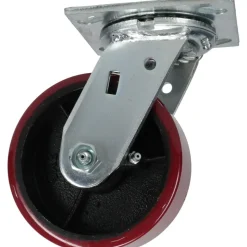 Swivel Top Plate Caster: Polyurethane, 5" Wheel Dia, 2" Wheel Width, 500 lb Capacity, 6-1/2" OAH