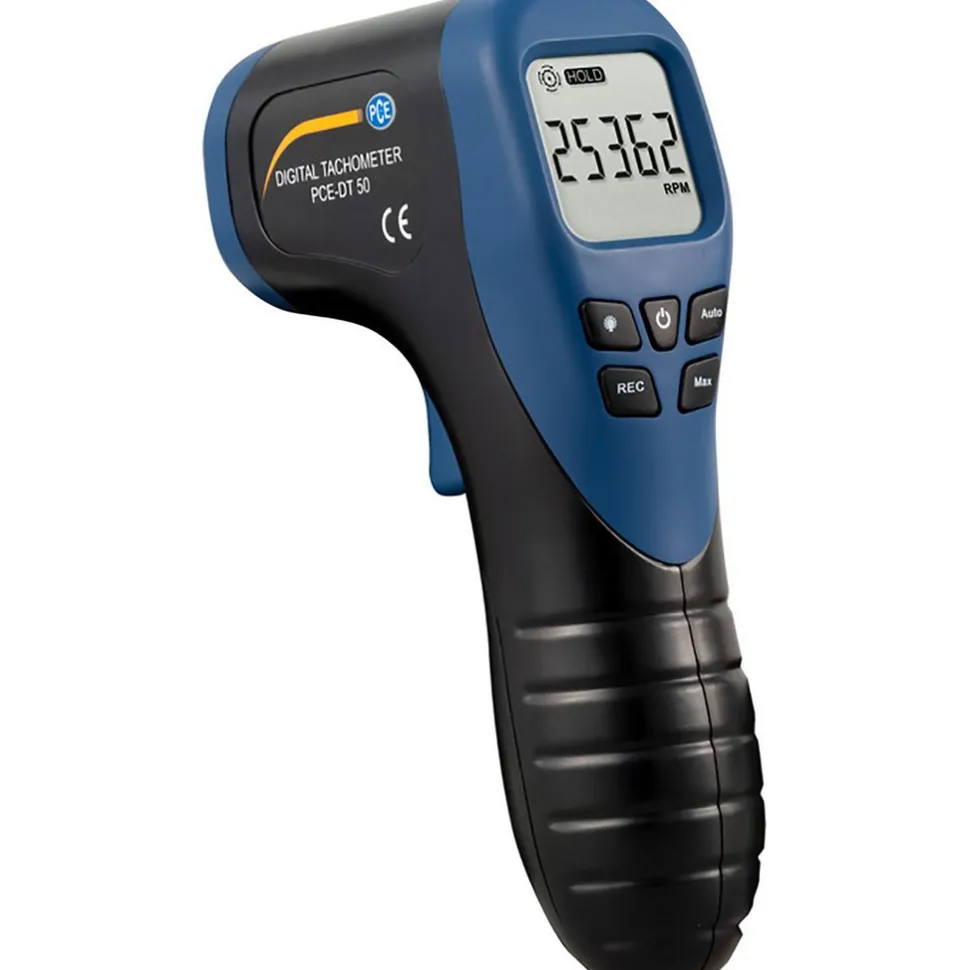 Tachometers; Tachometer Type: Digital Display; Laser Tachometer; Non-Contact; Minimum Measurement (RPM): 2.5 prm; Maximum Measurement (RPM): 99999 rpm; Minimum Target Distance: 50 mm; Maximum Target Distance: 500 mm; Accuracy (%): 0.02%; Minimum Resolution (RPM): 0.1 rpm