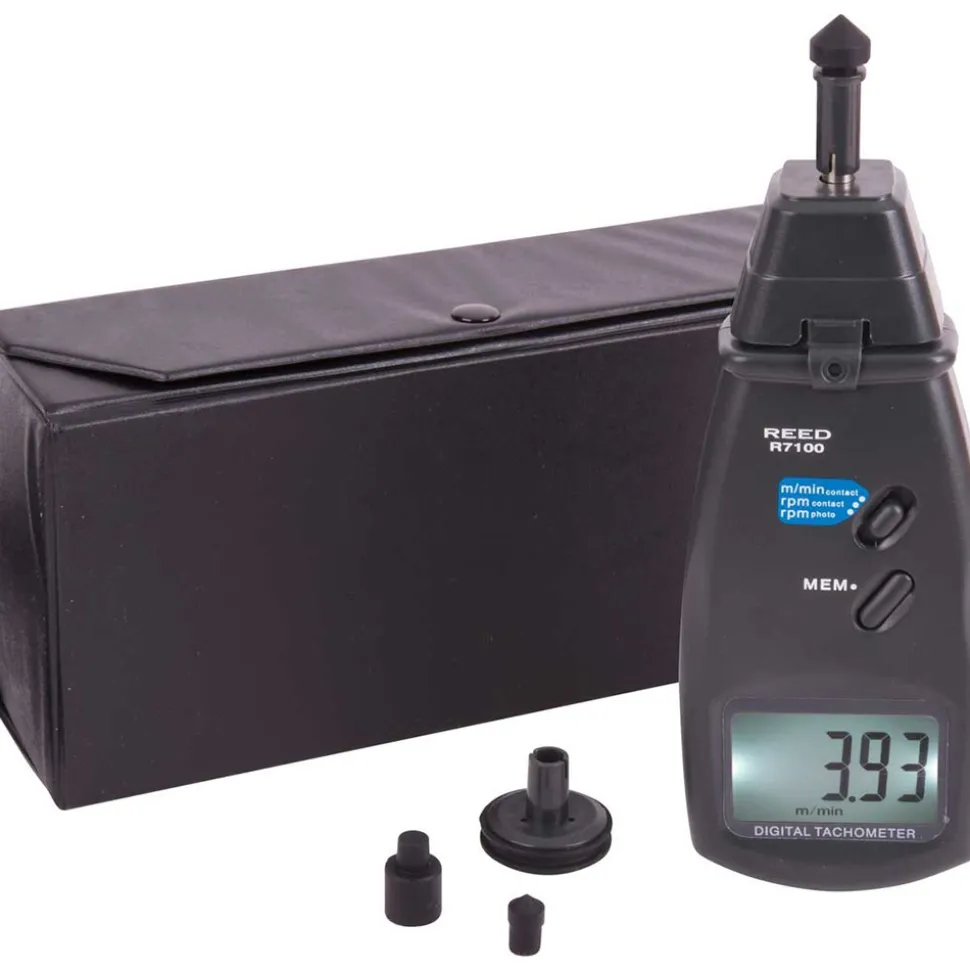 Tachometers; Type: Contact/Non-Contact; Minimum Measurement (RPM): 2.50; Maximum Measurement (RPM): 99999.00; Meter Length (mm): 210.00; Meter Length (Decimal Inch): 8.3000; Meter Width (mm): 74.00; Meter Width (Decimal Inch): 2.9000; Meter Thickness (mm): 39.00