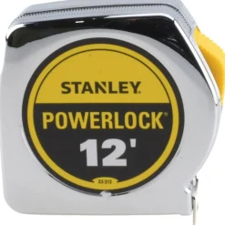 Tape Measure: 12' Long, 3/4" Width, Yellow Blade