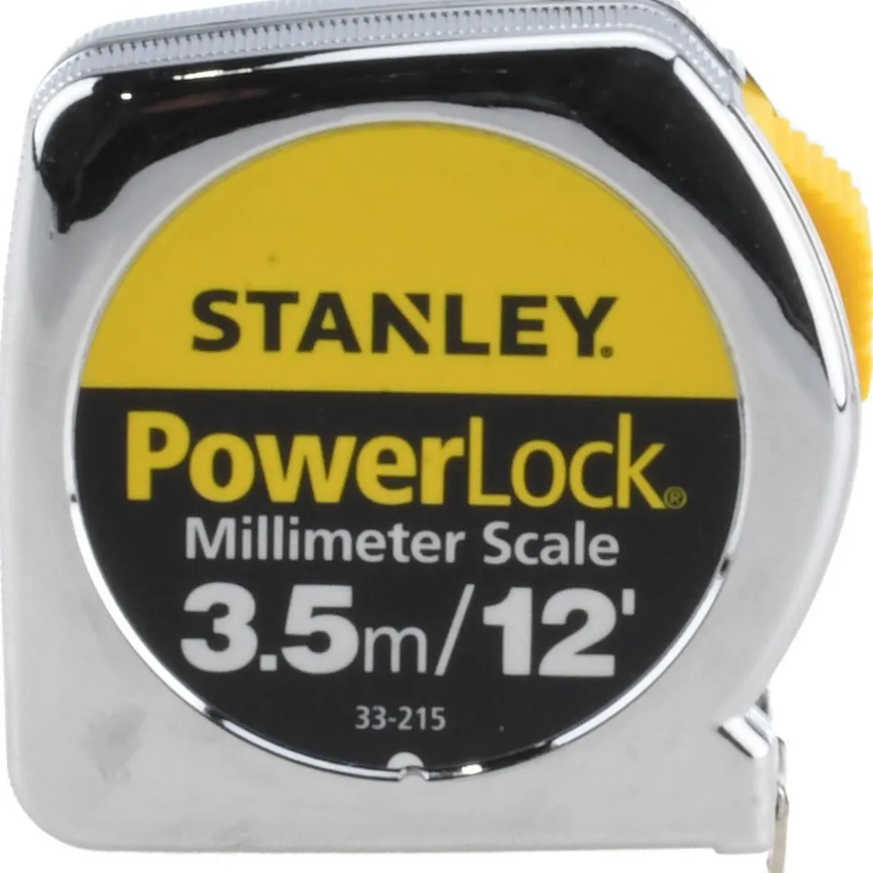 Tape Measure: 12' Long, 1/2" Width, Yellow Blade