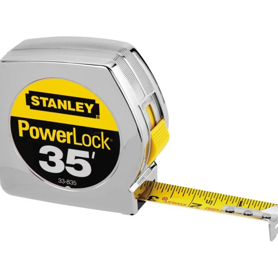 Tape Measure: 35' Long, 1" Width, Yellow Blade