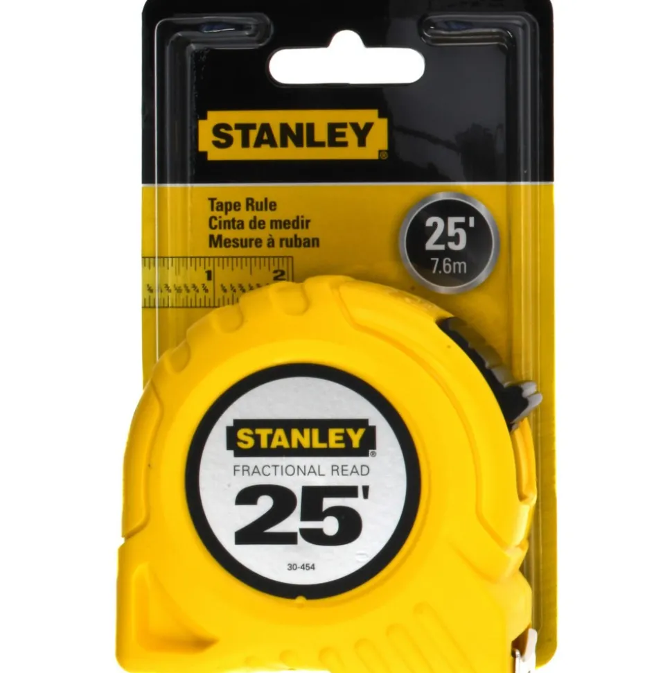 Tape Measure: 25' Long, 1" Width, Yellow Blade