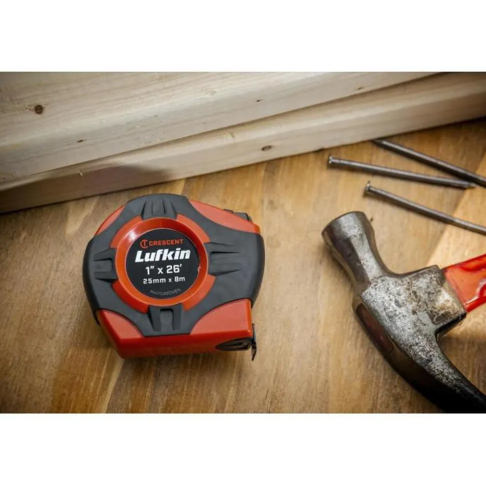 Tape Measure: 26' Long, 1" Width, Yellow Blade