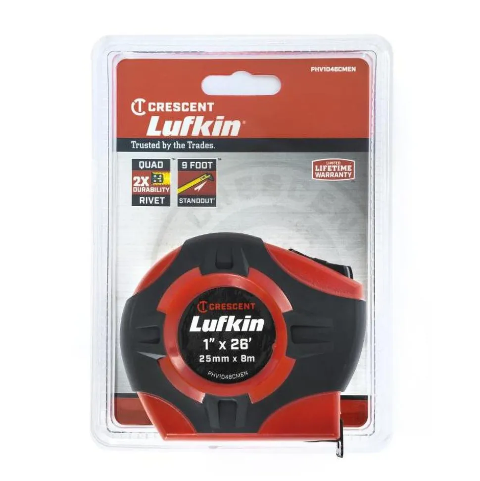 Tape Measure: 26' Long, 1" Width, Yellow Blade