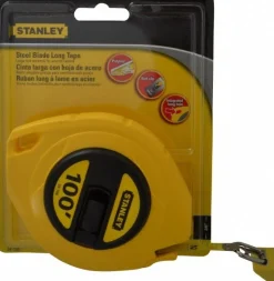 Tape Measure: 100' Long, 3/8" Width, Yellow Blade