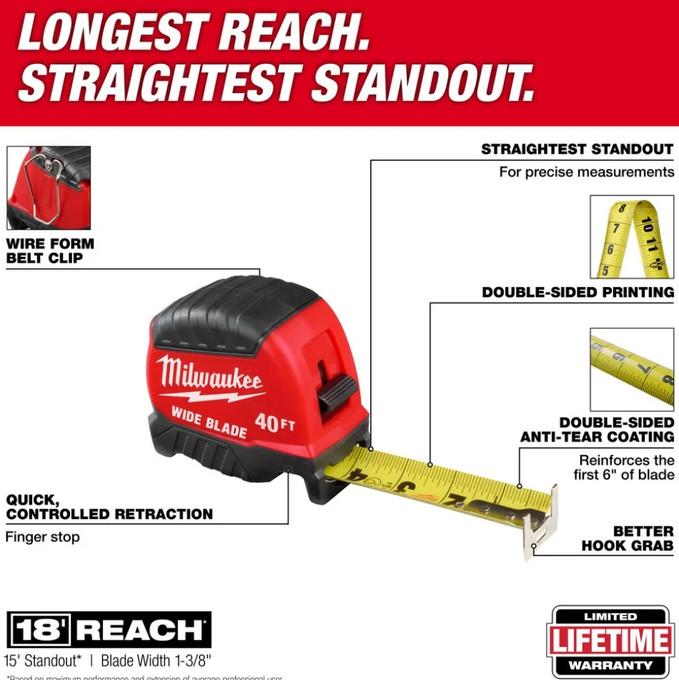 40' Tape Measure, Wide Blade