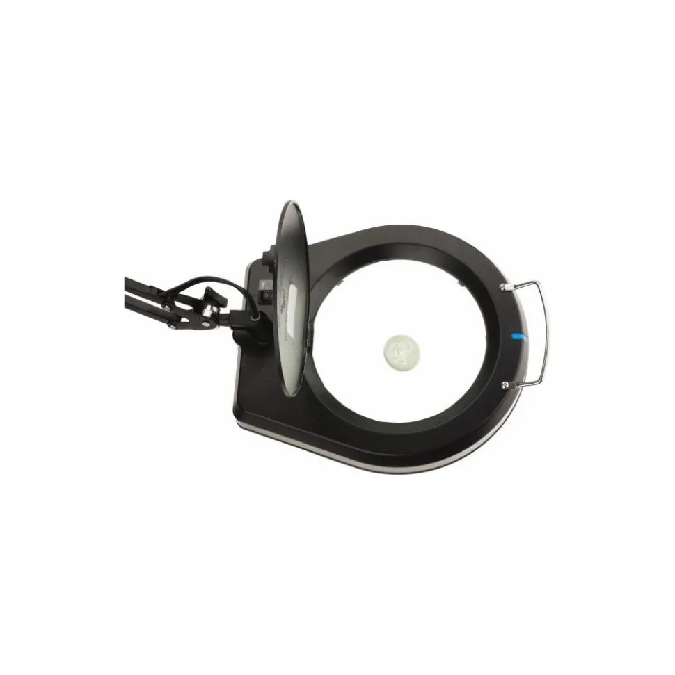 Task Light: Fluorescent, 50" Reach, Swing Arm, Clamp-On, Black