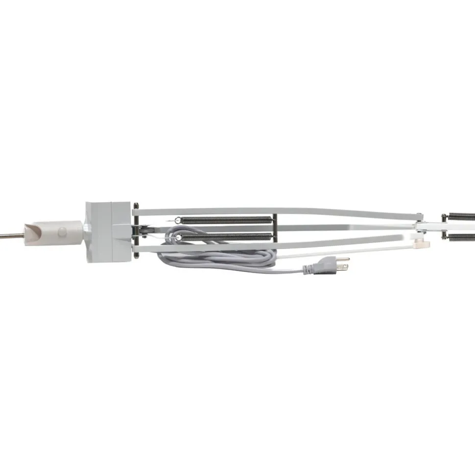 Task Light: Fluorescent, 38" Reach, Swing Arm, Clamp-On, White