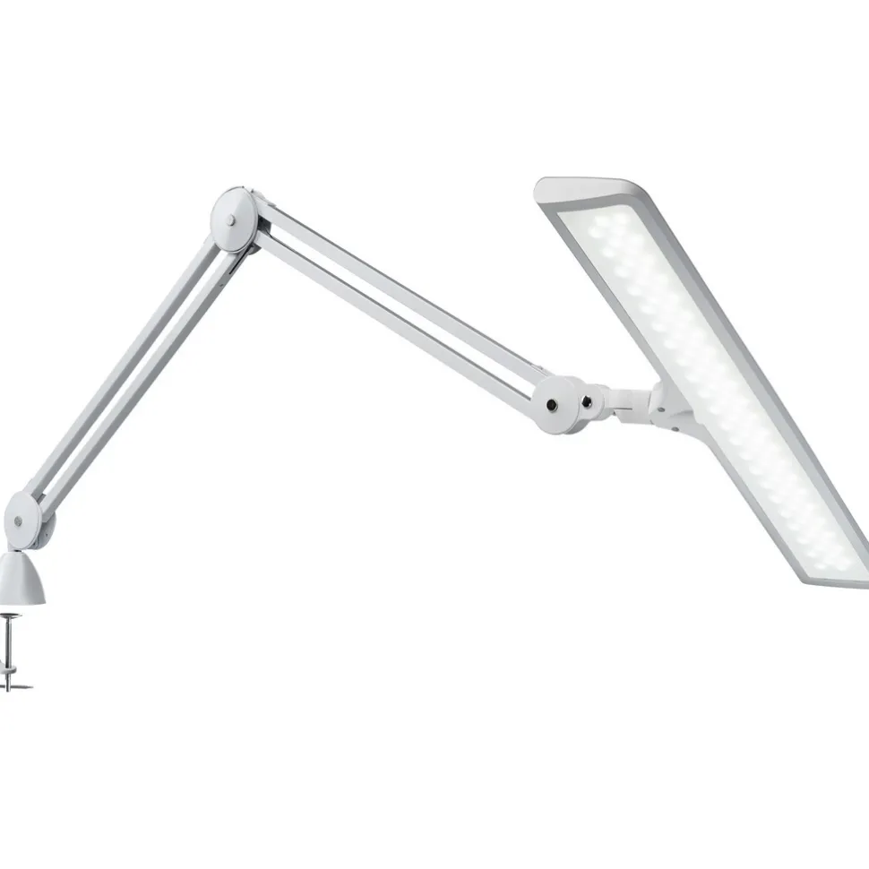Task Light: LED, 39.37" Reach, Ball Joint Arm, Free Standing, White