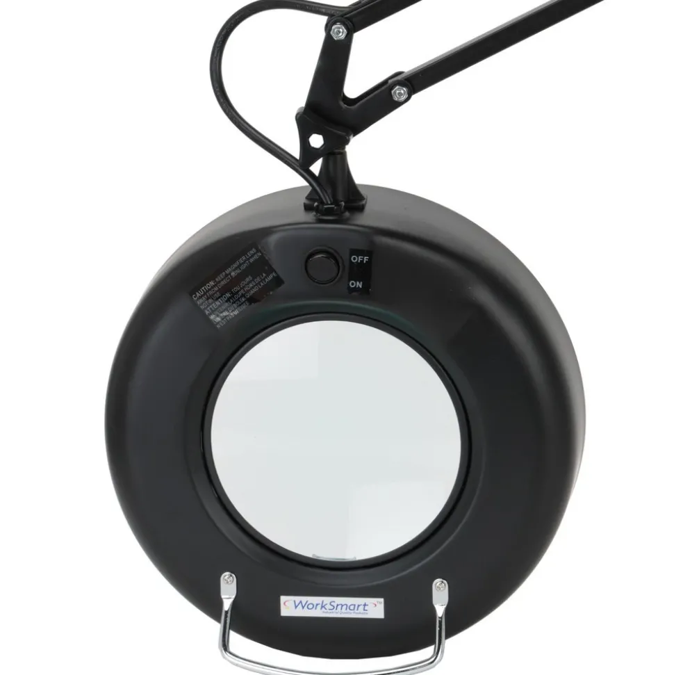 Task Light: Fluorescent, 38" Reach, Swing Arm, Clamp-On, Black