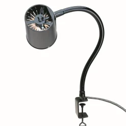 Task Light: Incandescent, 24" Reach, Gooseneck Arm, Clamp-On, Black