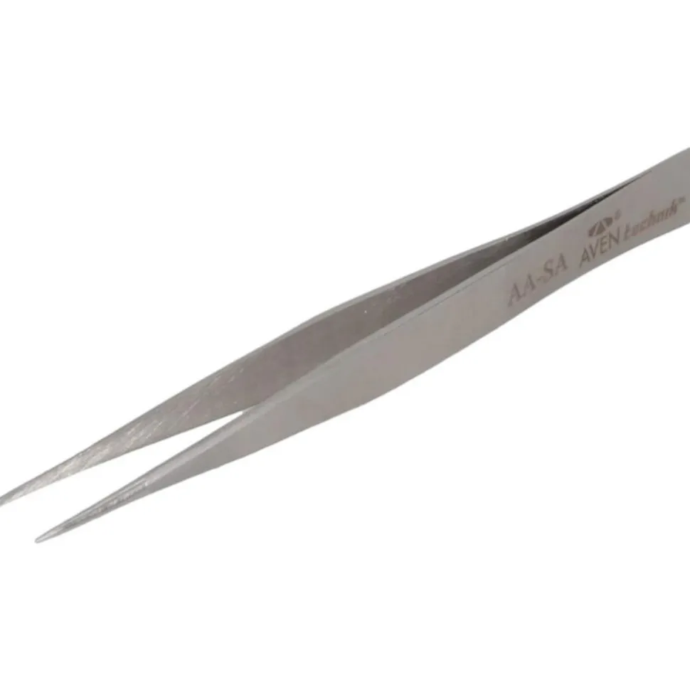 5" Tecknik Tweezers: Style AA, Stainless Steel, Anti-Magnetic, Anti-Acid. Strong, Pointed Tips