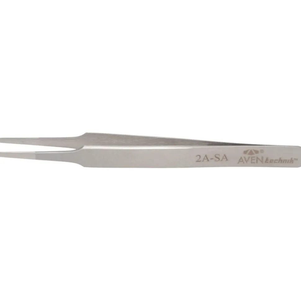 4.5" Tecknik Tweezers: Style 2A, Stainless Steel, Anti-Magnetic, Anti-Acid. Rounded Tips