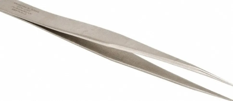 5" Tecknik Tweezers: Style MM, Stainless Steel, Anti-Magnetic, Anti-Acid. Strong, Pointed Tips