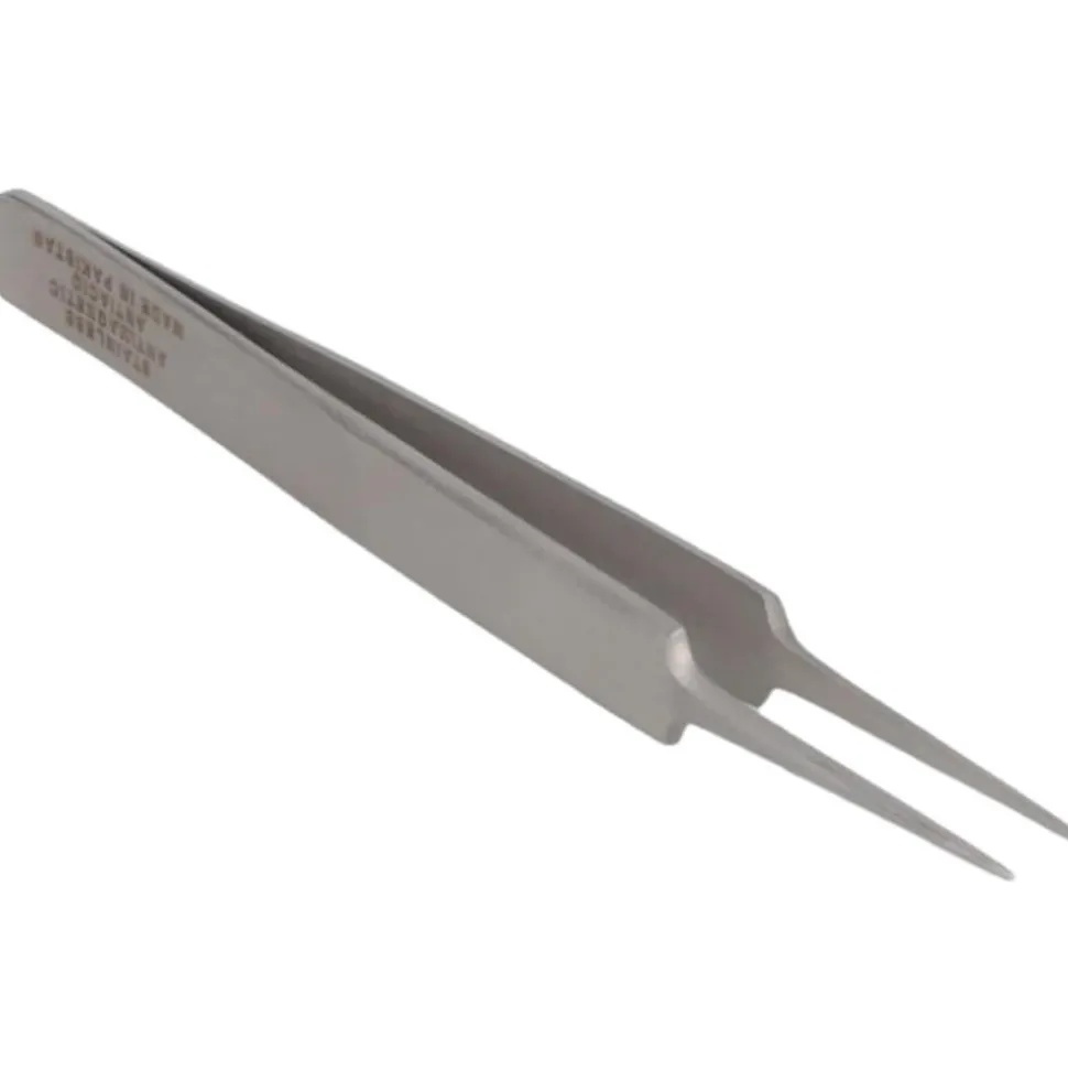 4.25" Tecknik Tweezers: Style 5, Stainless Steel, Anti-Magnetic, Anti-Acid. Very Fine Point