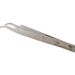4.75" Tecknik Tweezers: Style 7, Stainless Steel, Anti-Magnetic, Anti-Acid, Curved Tips