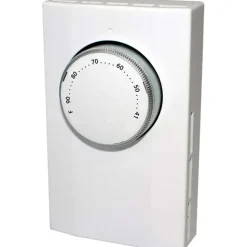 Thermostats; Thermostat Type: Line Voltage Wall Thermostat; Style: Line Voltage Wall Thermostat; Minimum Temperature (F): 41.0 °F; 41.000; Maximum Temperature: 90.0 °F; Maximum Temperature (F): 90.000; Minimum Voltage: 120 V; Maximum Voltage: 240 V; Amperage: 22 A; Color: White