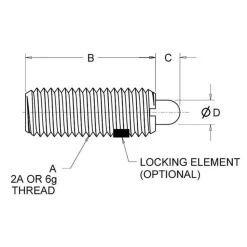 Threaded Spring Plunger: #10-32, 3/4" Thread Length, 0.092" Dia, 1/8" Projection