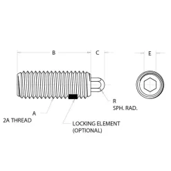 Threaded Spring Plunger: 1/4-20, 1" Thread Length, 3/16" Projection