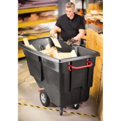 Tilt Dump Truck/Trash Cart/Garbage Collection/Recycling, 1 Cubic Yard, Waste Collection, 850 lbs capacity, Black