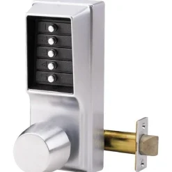 1-3/8 to 2-1/4" Door Thickness, Satin Chrome Pushbutton Knob Lockset