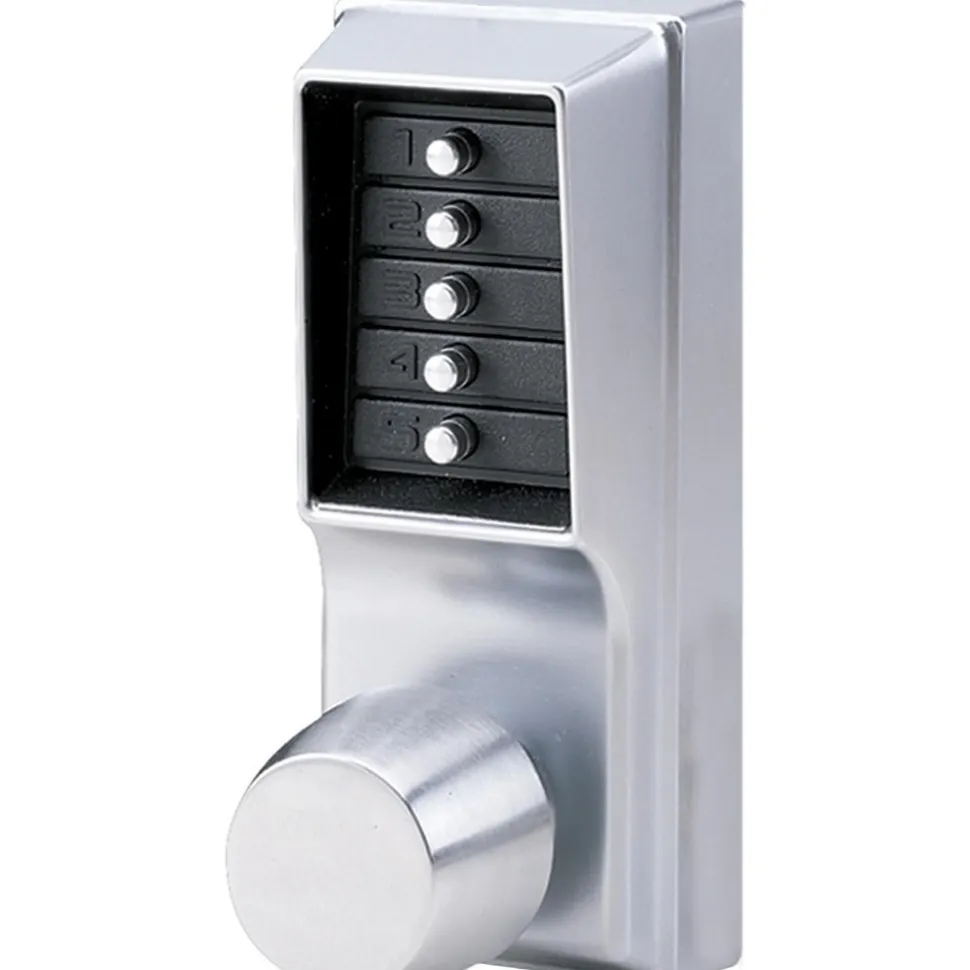1-3/8 to 2-1/4" Door Thickness, Satin Chrome Pushbutton Knob Lockset