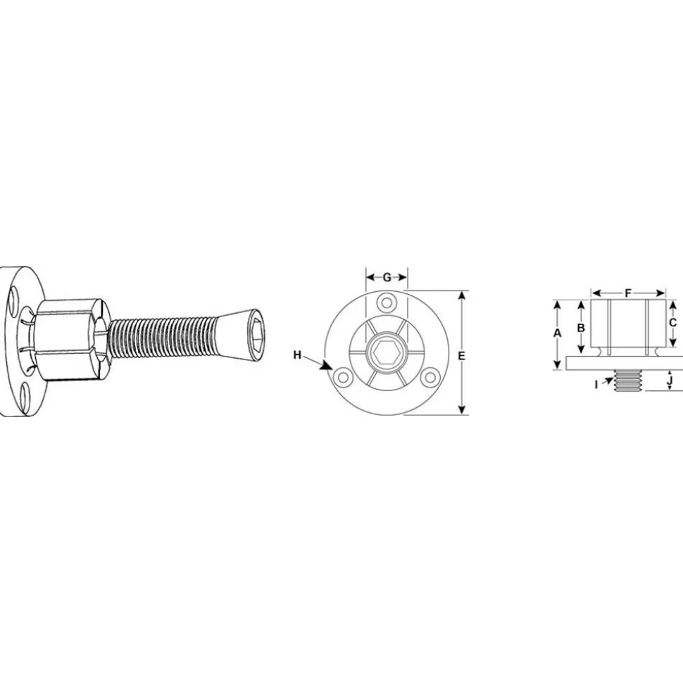 0.9 to 1.39" Expansion Dia, 5,900 Lb Holding Force, 8-32 Mounting Screw, 1/2-13 Center Screw, Mild Steel ID Expansion Clamps