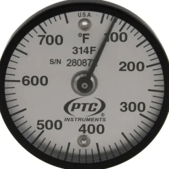 50 to 750°F, 2" Dial Dia, Dual Magnet Mount Thermometer