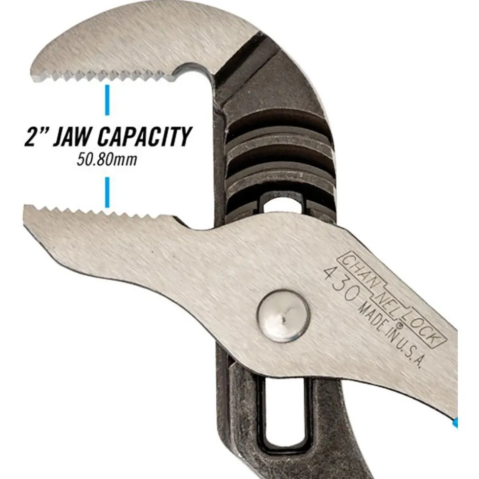 Tongue & Groove Plier: 2" Cutting Capacity, Standard Straight Jaw