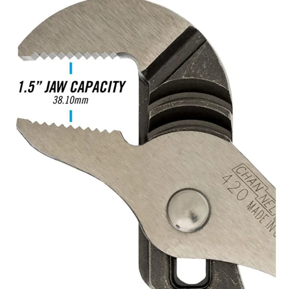 Tongue & Groove Plier: 1-1/2" Cutting Capacity, Standard Jaw