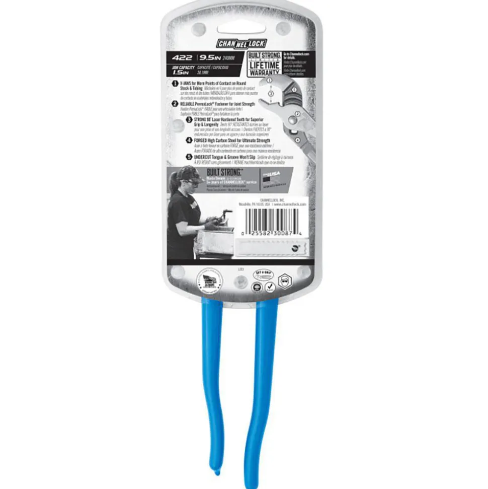 Tongue & Groove Plier: 1-1/2" Cutting Capacity, Standard Jaw