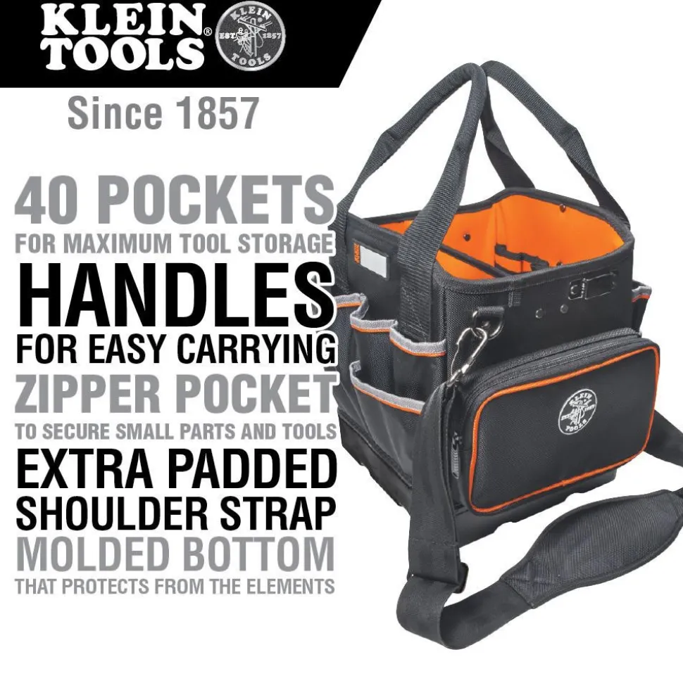 Tool Bag: 40 Pocket, 10-1/4" Wide, 10" Deep, 12-1/4" High