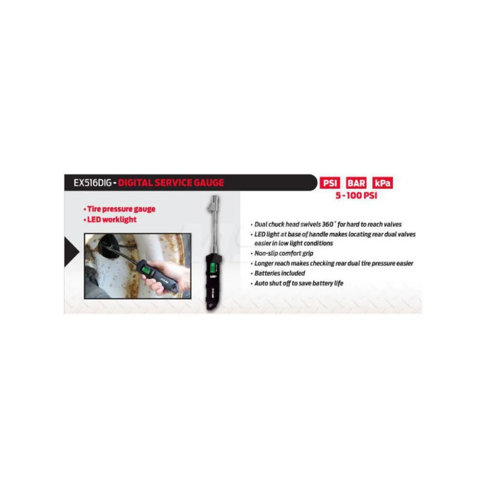 10 to 160 psi Digital Dual Head Tire Pressure Gauge