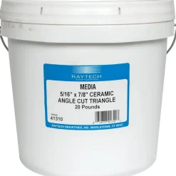 Triangle Tumbling Media: Ceramic Carrier, Aluminum Oxide Abrasive, 5/16" Long, 7/8" High
