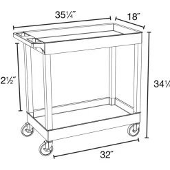 Tub Utility Cart: 32-1/4" Long, 18" Wide, Resin, HDPE & PVC, 500.000 lb Capacity, Black
