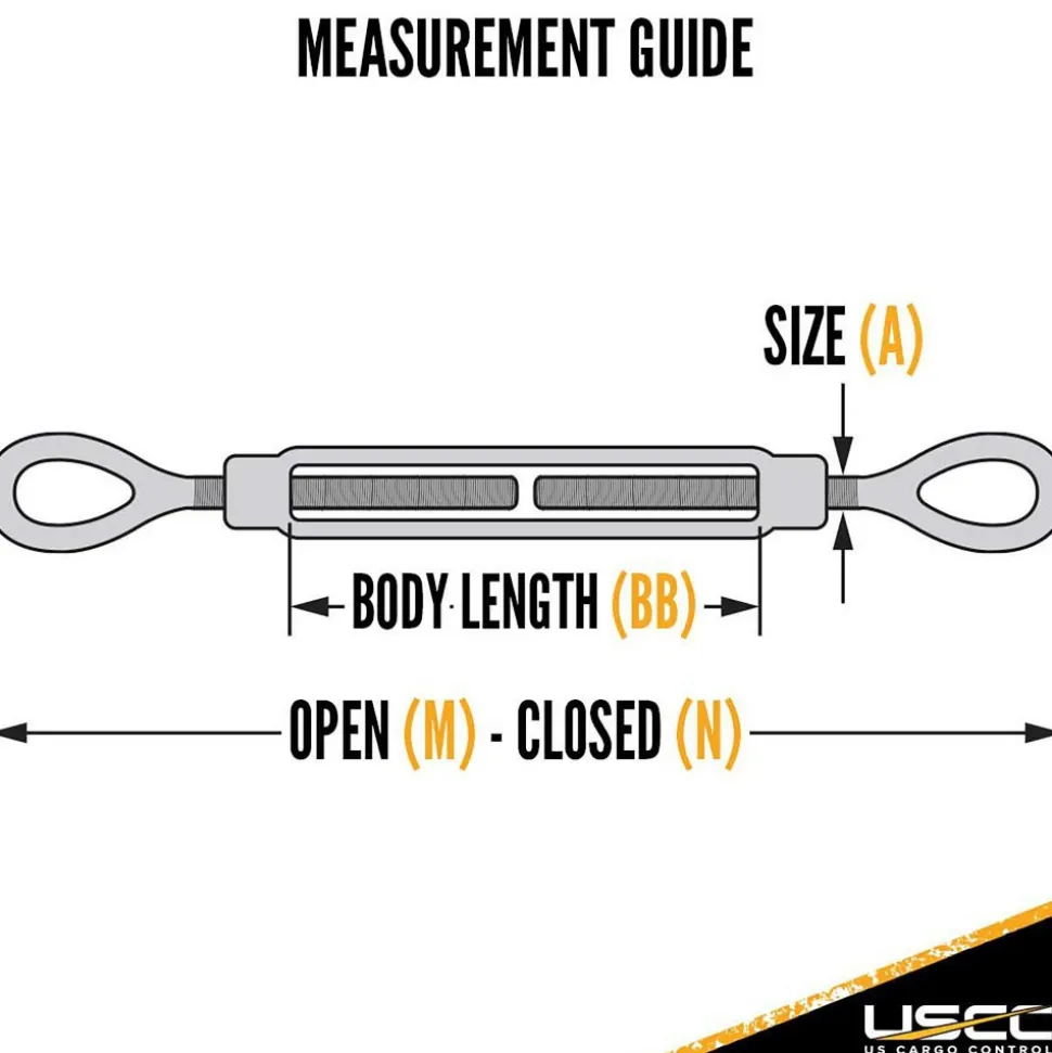 Turnbuckles: Turnbuckle Type: Eye & Eye; Thread Size: 5/16-4.5 in; Turn-up: 4.5