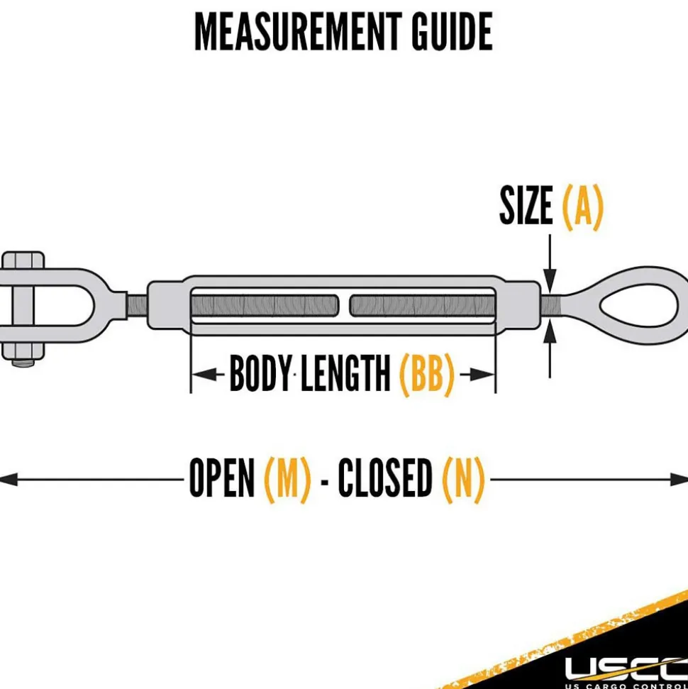 Turnbuckles: Turnbuckle Type: Jaw & Eye; Thread Size: 5/8-9 in; Turn-up: 9