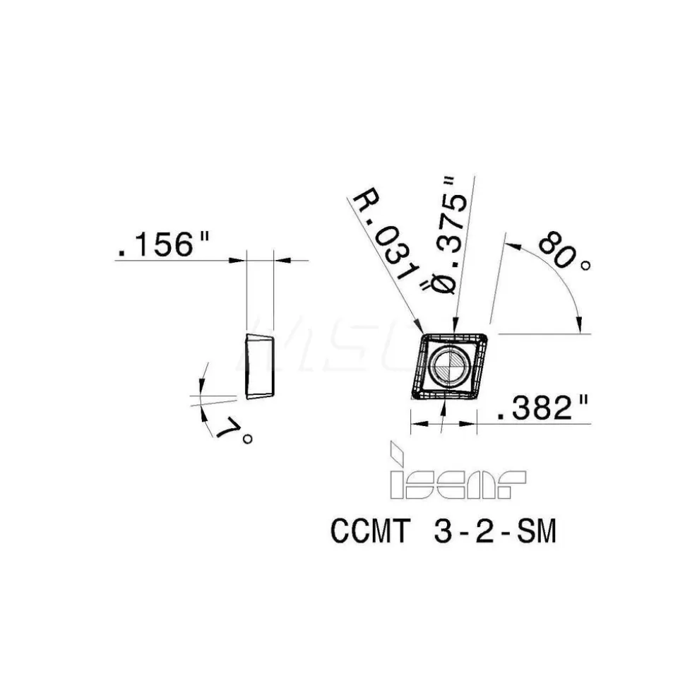 Turning Insert: CCMT 3-2-SM IC907, Carbide