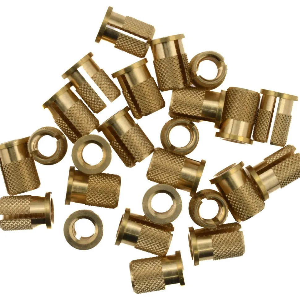 1/4-20 UNC Brass Flanged Press Fit Threaded Insert for Plastic