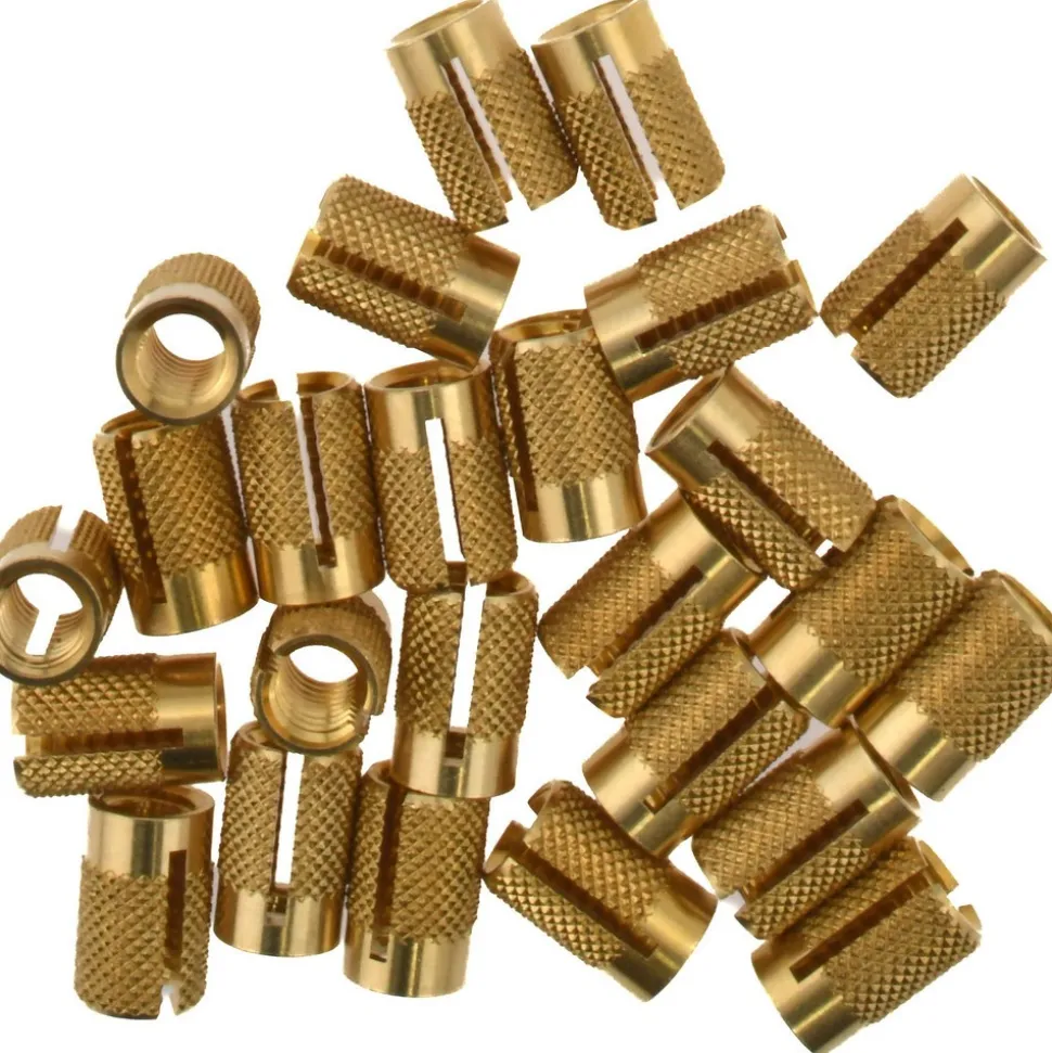 1/4-20 UNC Brass Flush Press Fit Threaded Insert for Plastic