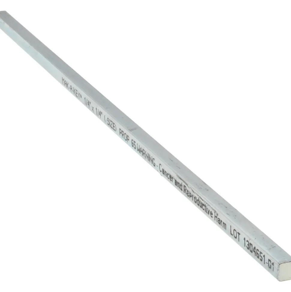 Undersized Key Stock: 1/4" High, 1/4" Wide, 12" Long, Steel, Zinc-Plated