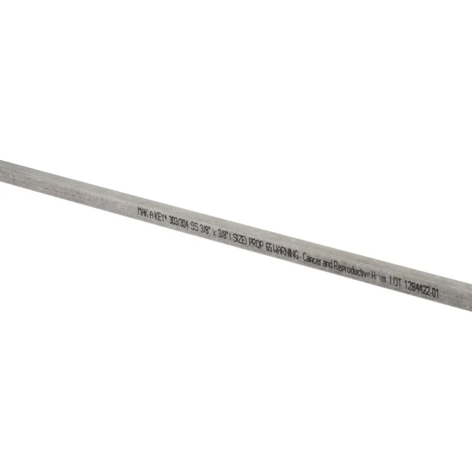 Undersized Key Stock: 3/8" Wide, 12" Long, Stainless Steel