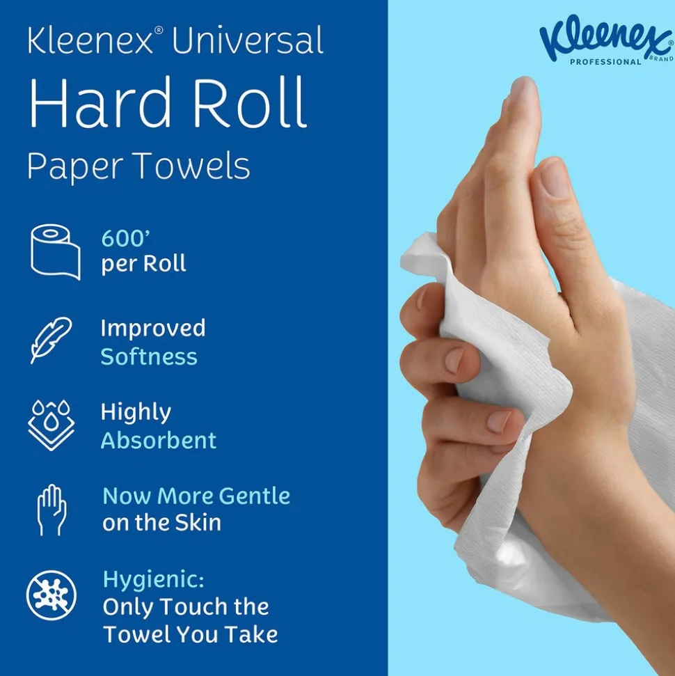 Universal Hard Roll Paper Towels (50606), 1.75" Core, with Premium Absorbency Pockets™, White