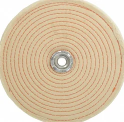 Unmounted Spiral Sewn Buffing Wheel: 8" Dia, 1/2" Thick, 1/2" Arbor Hole Dia