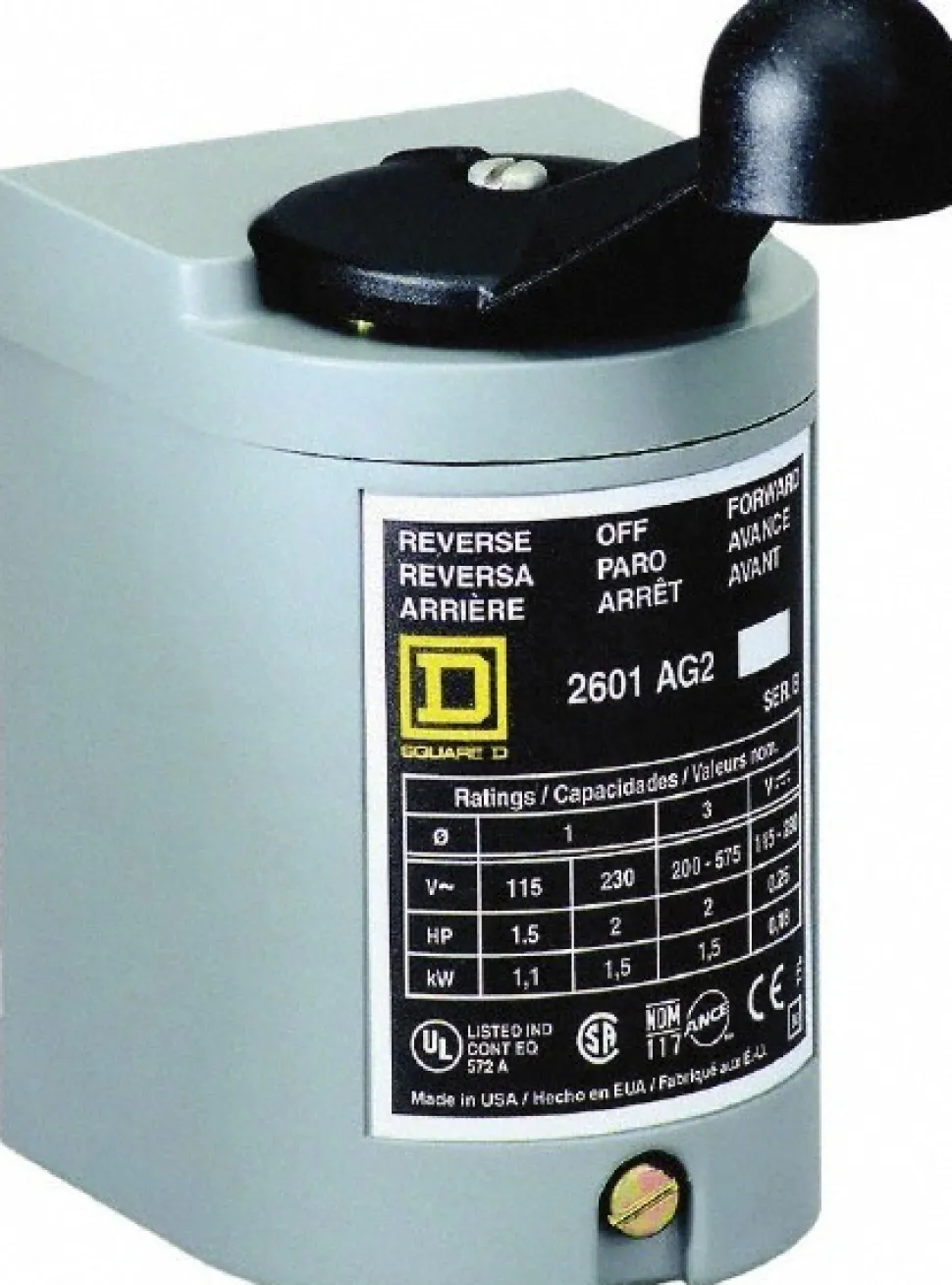 250 VDC, 600 VAC Input Volt, Reversing, Drum Switch
