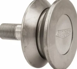 V-Groove Cam Follower: 2" Roller Dia, 0.844" Roller Width, 1-1/4" Stud Length
