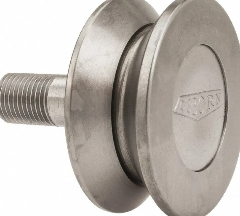V-Groove Cam Follower: 2" Roller Dia, 0.844" Roller Width, 1-1/4" Stud Length