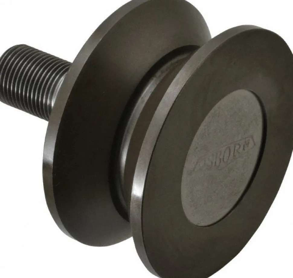 V-Groove Cam Follower: 3-1/2" Roller Dia, 1.687" Roller Width, 2" Stud Length